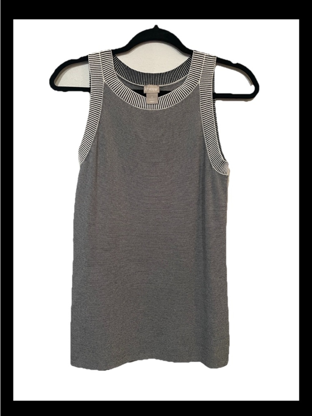 Women’s Chico’s Black Knit Tank with Striped Trim